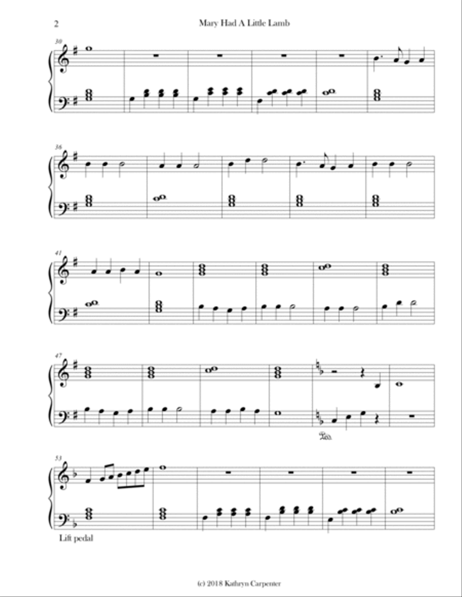 Mary Had a Little Lamb Mary Had a Little Lamb Piano Method scores gallery preview page 2