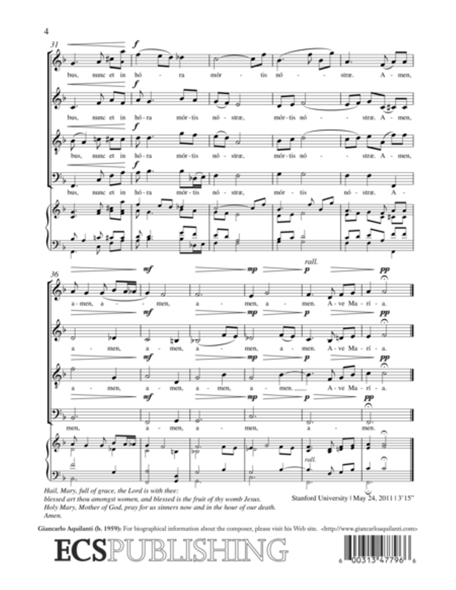 Ave Maria, gratia plena 4-Part scores gallery preview page 9