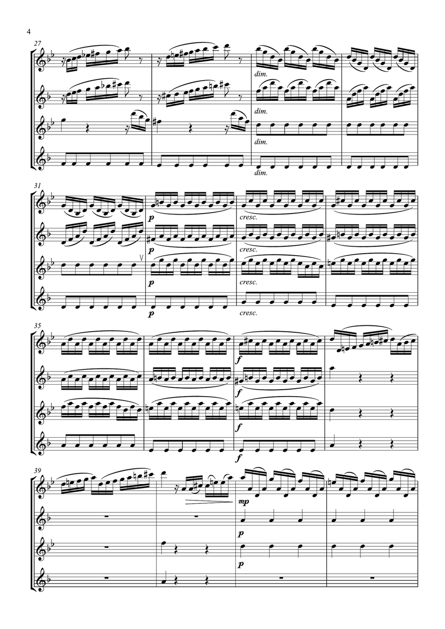 A. Vivaldi: Summer from the Four Seasons for Saxophone Quartet, III. Presto Saxophone Quartet scores gallery preview page 4