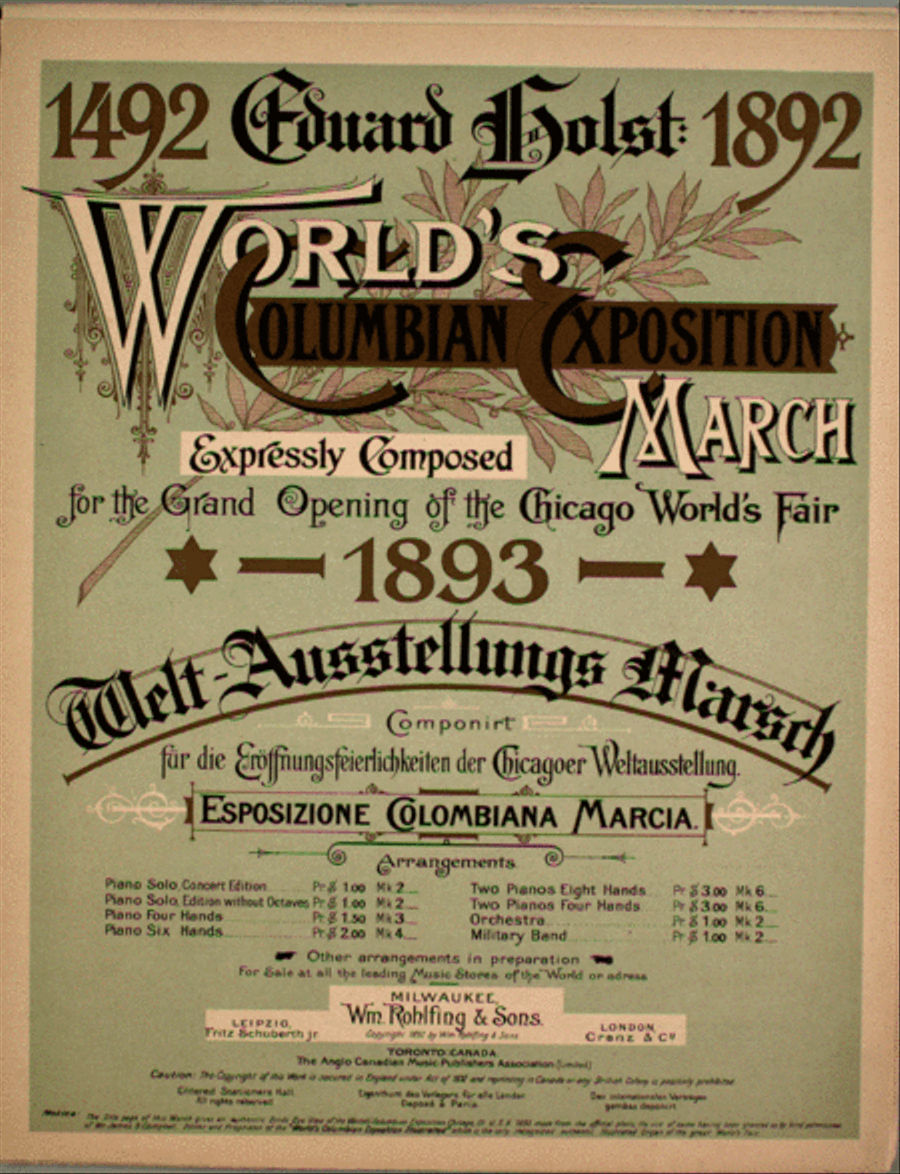 World's Columbian Exposition March Piano Duet scores gallery preview page 2