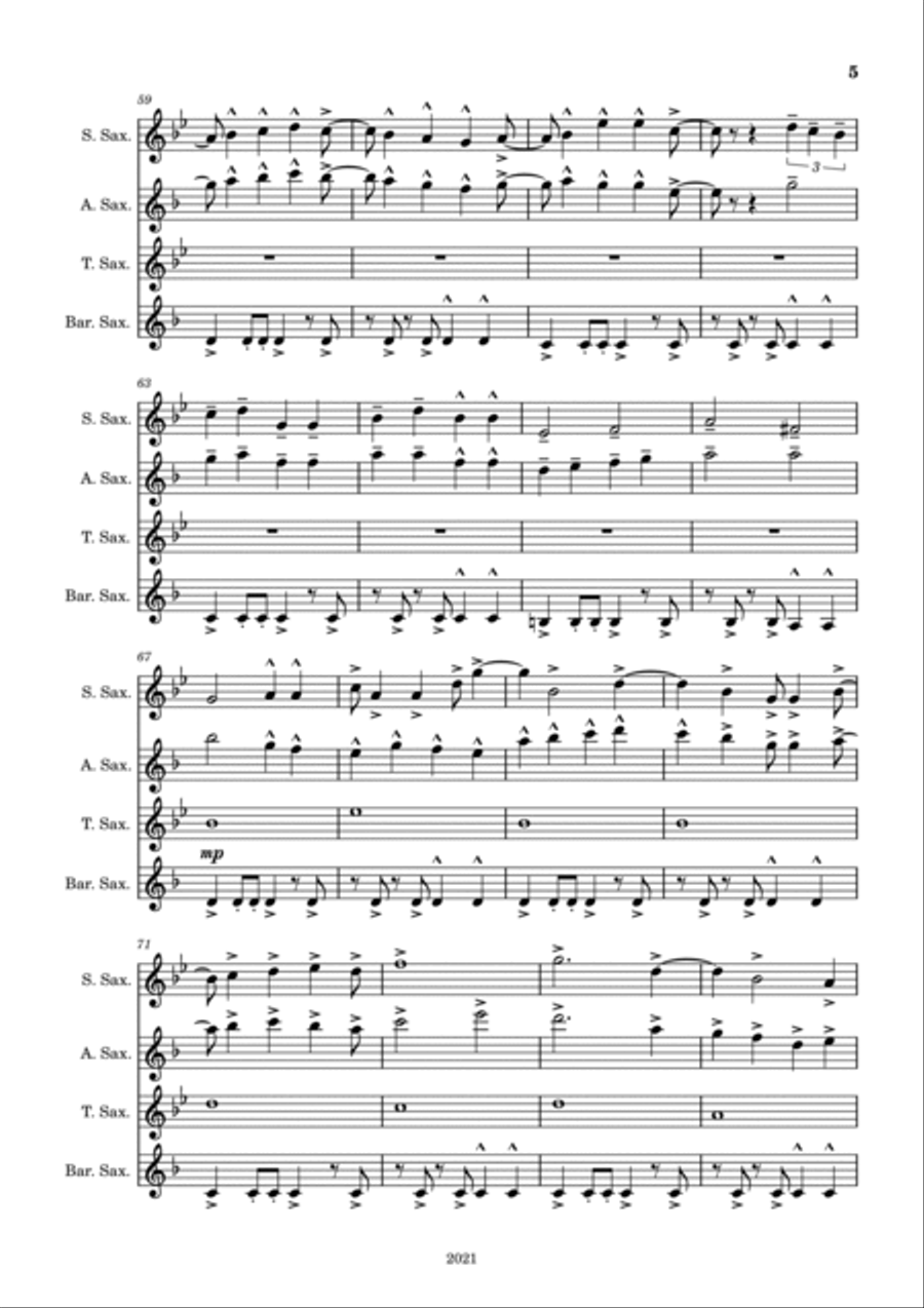 The Dragon of the West The Dragon of the West Saxophone Quartet scores gallery preview page 5