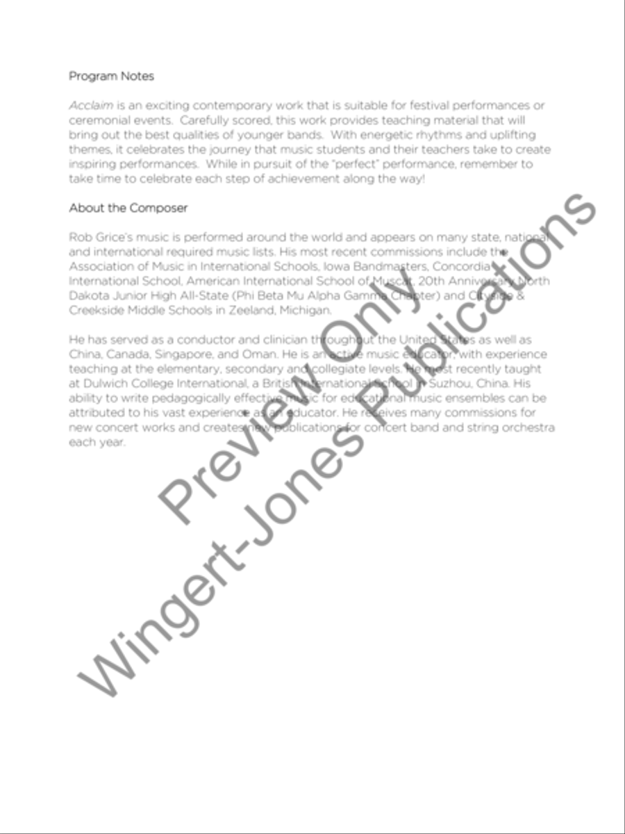Acclaim Acclaim Concert Band scores gallery preview page 3