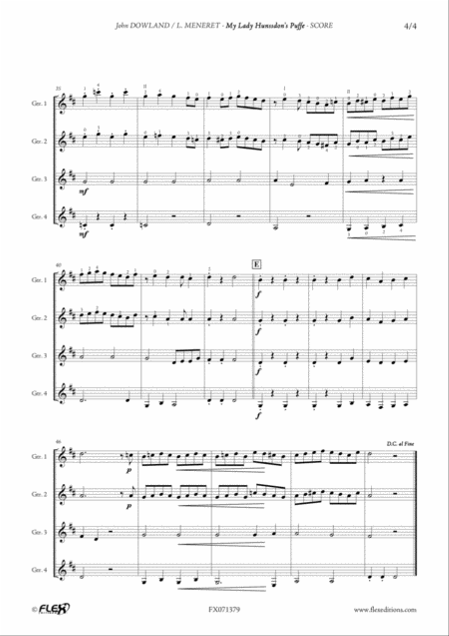 My Lady Hunssdon's Puffe Guitar Ensemble scores gallery preview page 4