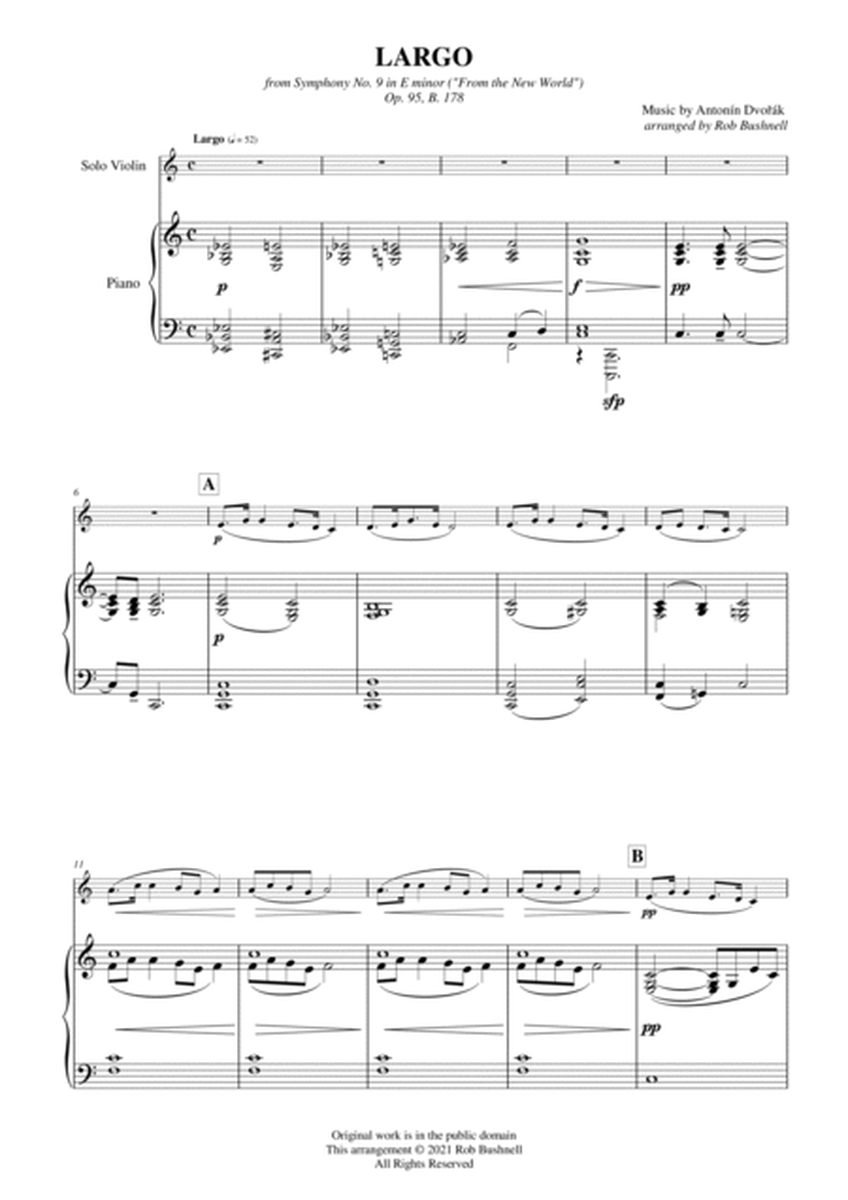Largo from Symphony No.9 ("From the New World") (Dvorak) - Theme for Solo Violin and Piano image number null