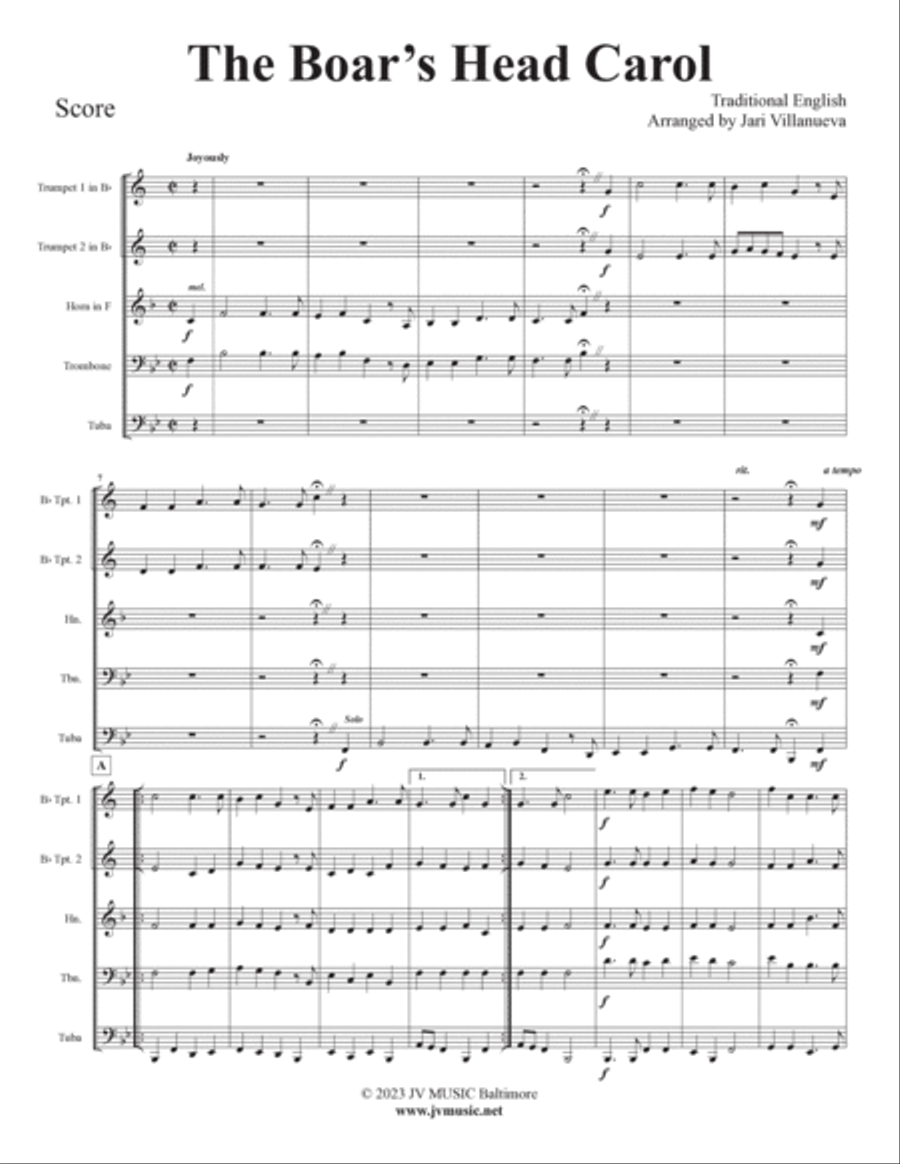 The Boar's Head Carol for Brass Quintet The Boar's Head Carol for Brass Quintet Brass Quintet scores gallery preview page 3