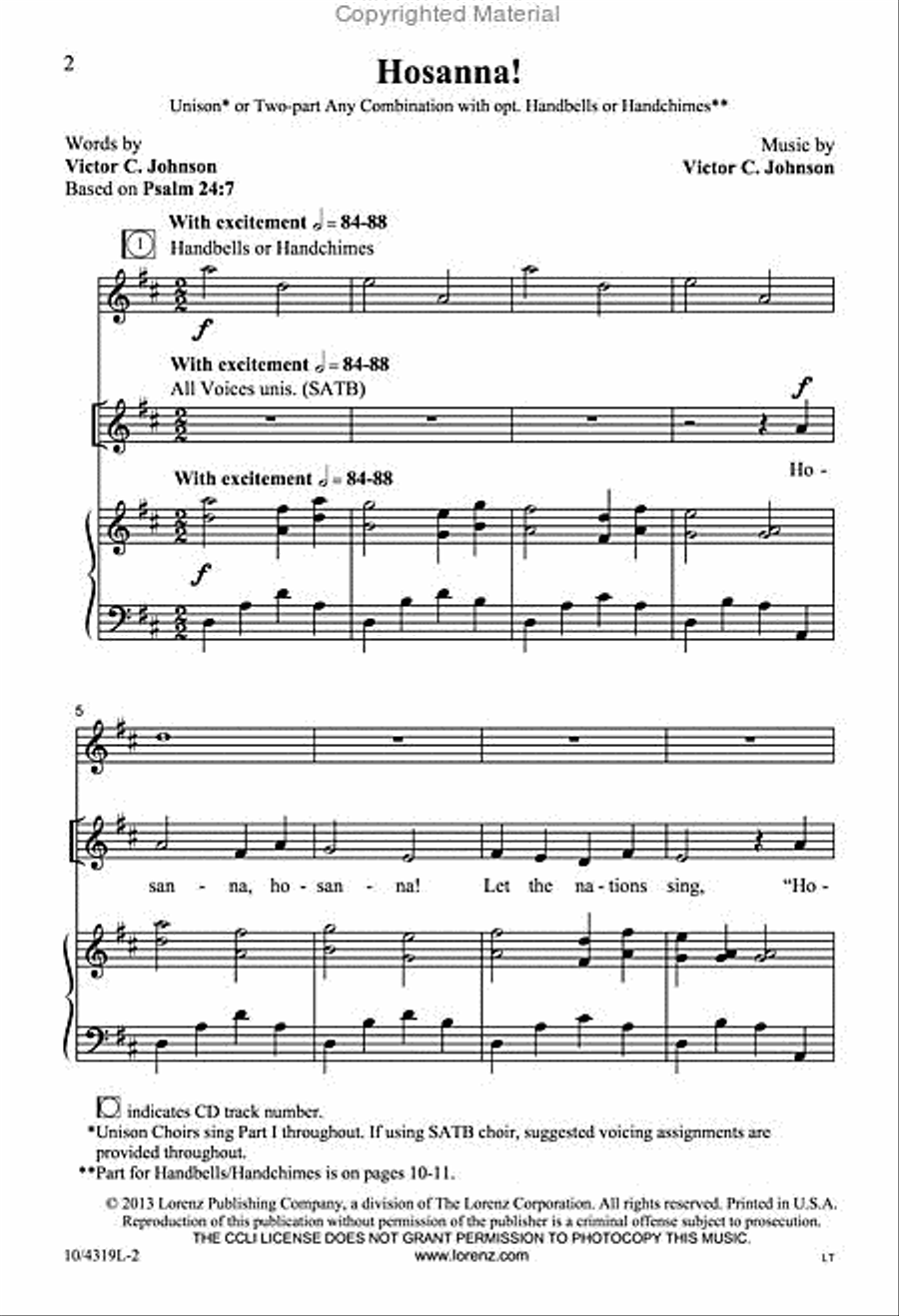 Hosanna! Hosanna! Unison Choir scores gallery preview page 2