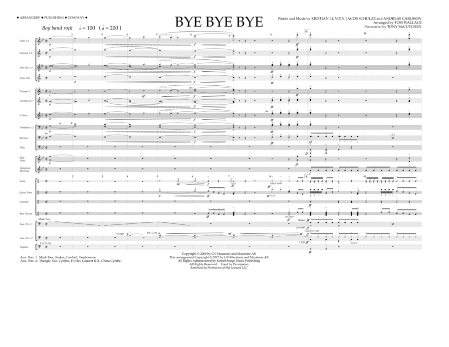 Bye Bye Bye (arr. Tom Wallace) - Full Score