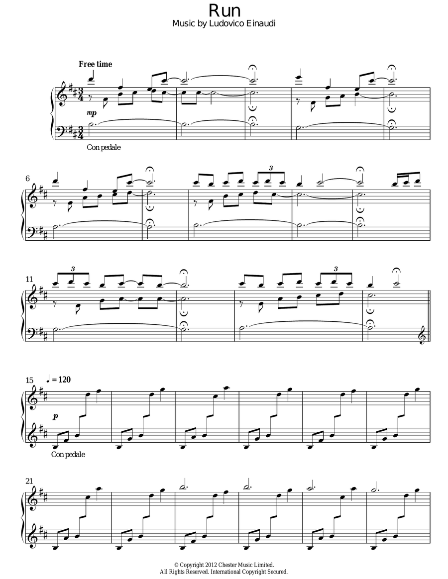 Run Run Piano Solo scores gallery preview page 1