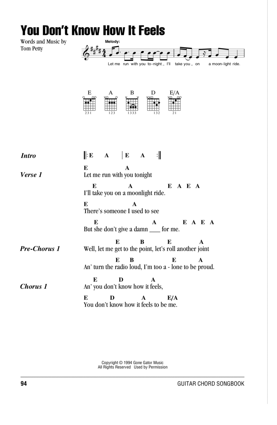 You Don't Know How It Feels Acoustic Guitar scores gallery preview page 1
