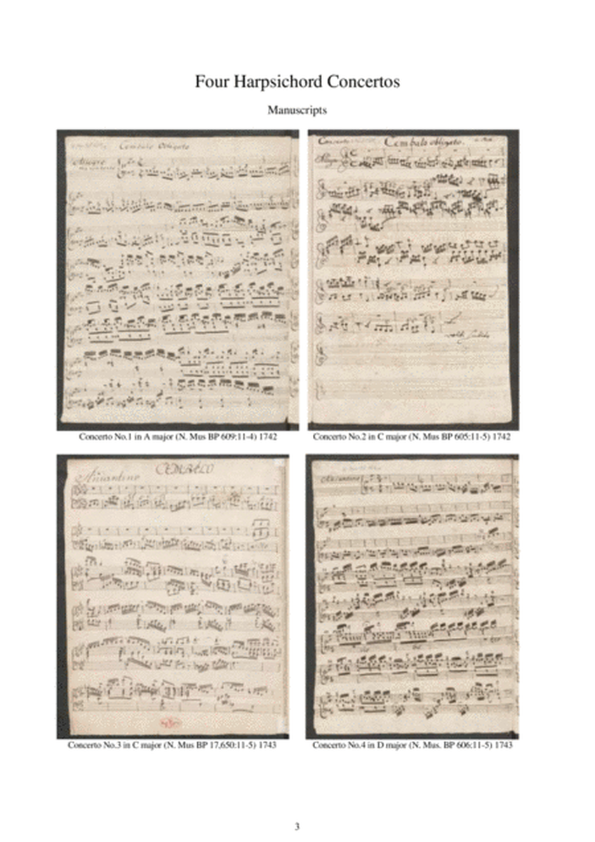 Platti - Four Concertos for Harpsichord obbligato and Strings Orchestra - Full Score and Parts