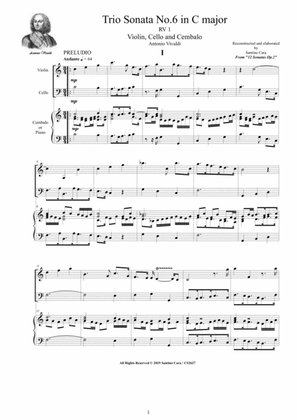 Vivaldi - Trio Sonata No. 6 in C major RV 1 Op.2 for Violin, Cello and Cembalo (or Piano)