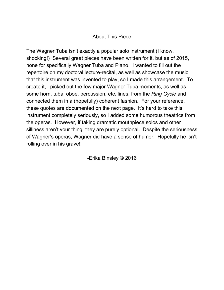 Ring Cycle Abridged for Wagner Tuba and Piano Small Ensemble scores gallery preview page 2