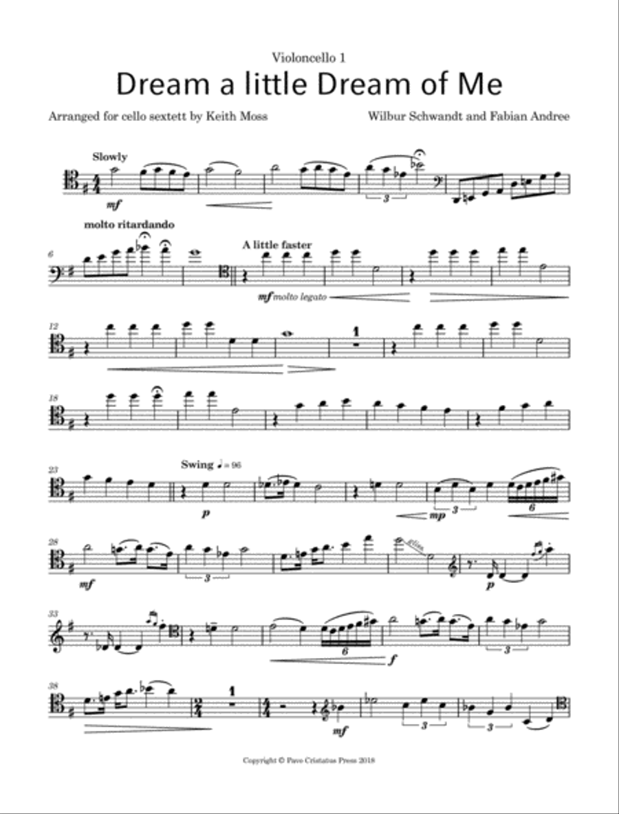 Dream A Little Dream Of Me Cello scores gallery preview page 2