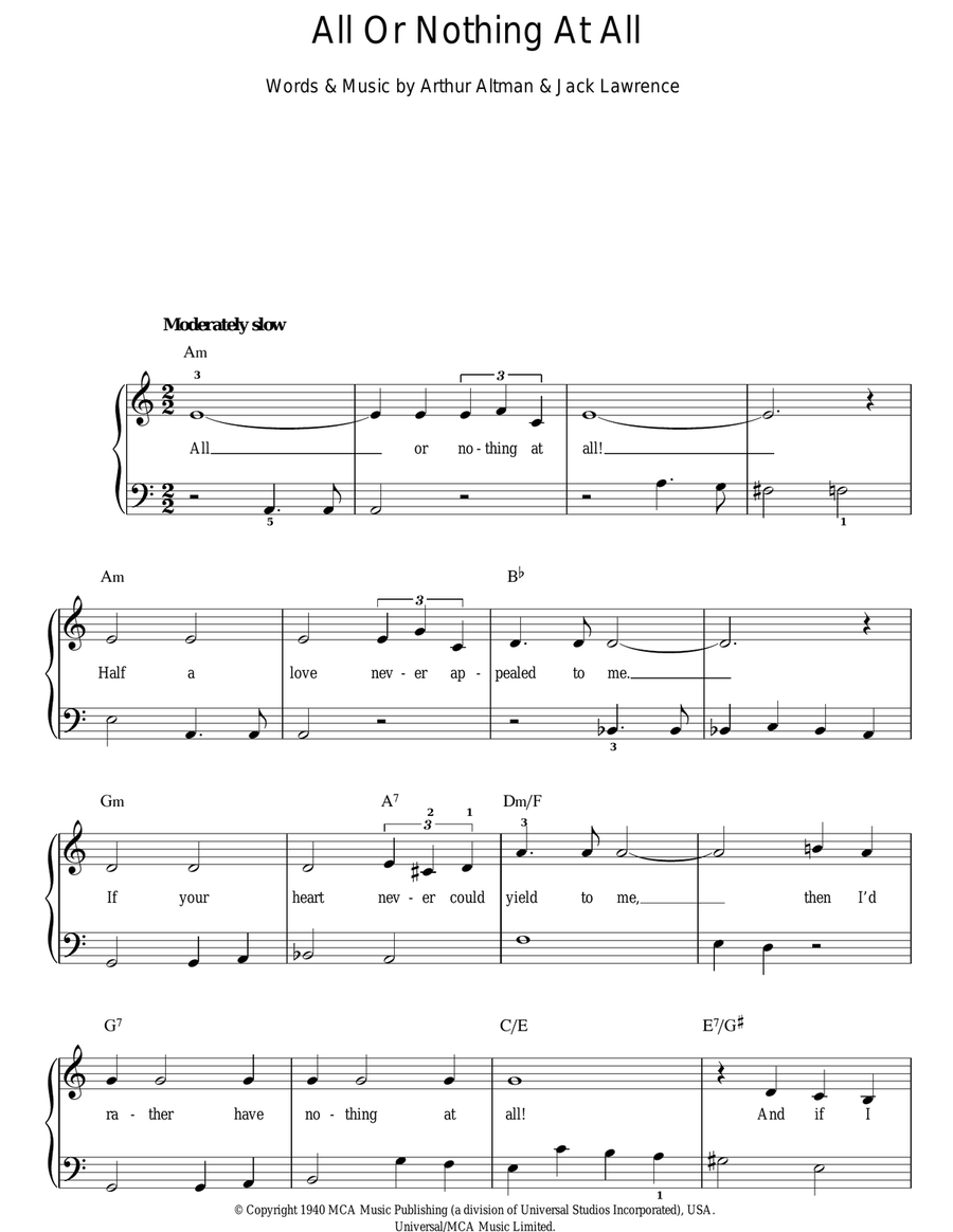 All Or Nothing At All All Or Nothing At All Voice scores gallery preview page 1