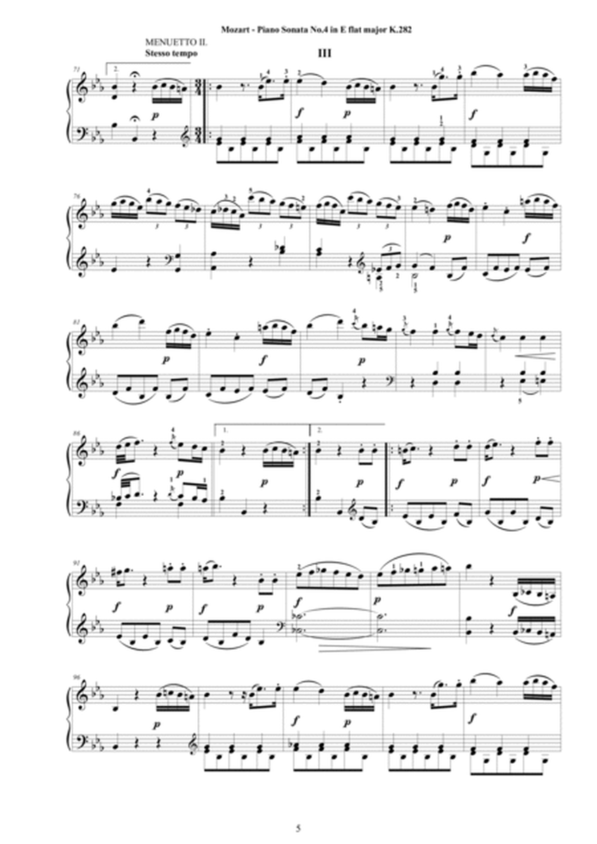 Mozart - Piano Sonata No.4 in E flat major K 282 - Complete score image number null
