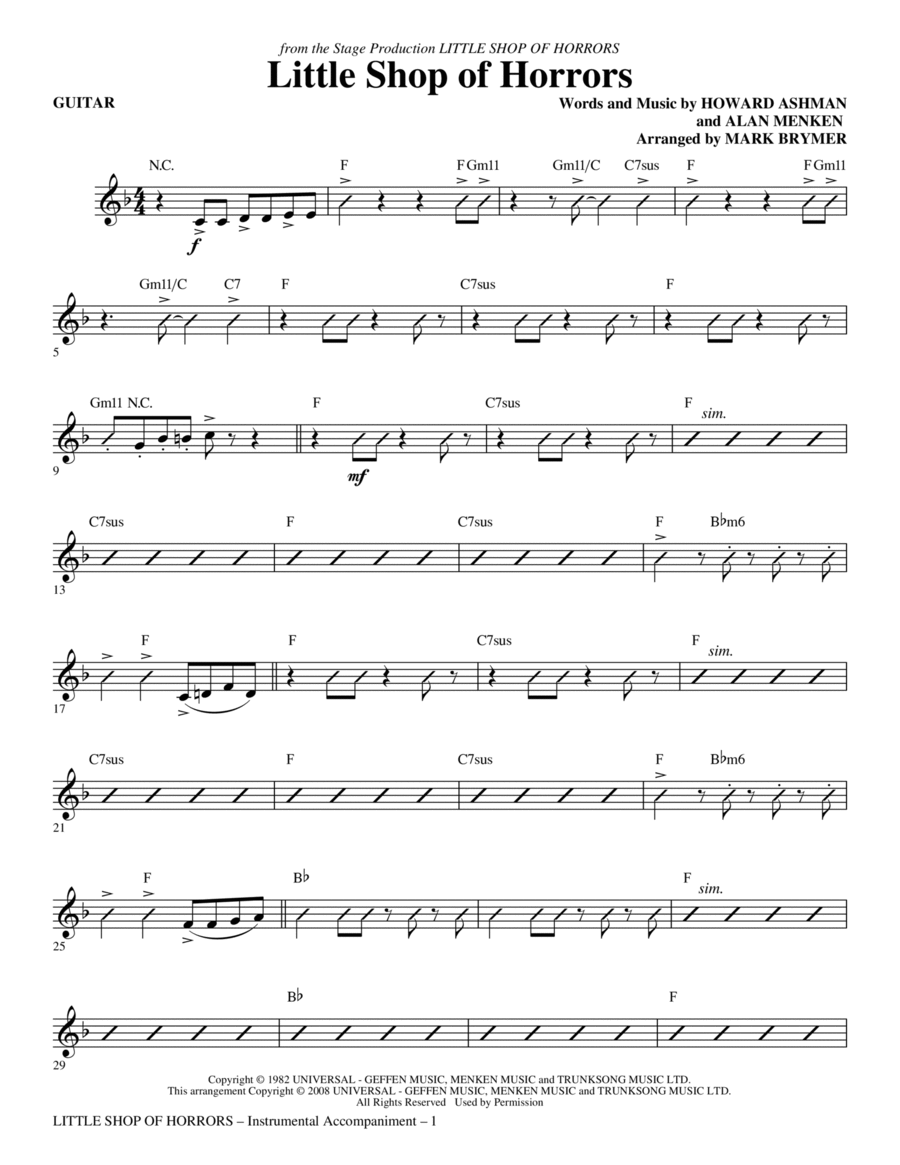 Little Shop Of Horrors (from Little Shop of Horrors) (arr. Mark Brymer) - Guitar Choir scores gallery preview page 1