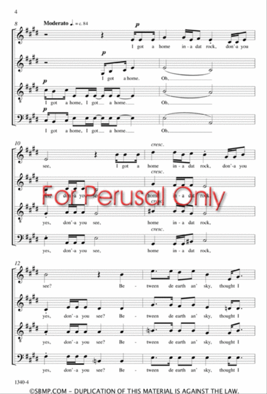 I Got a Home In-a Dat Rock - SATB Octavo 4-Part scores gallery preview page 3
