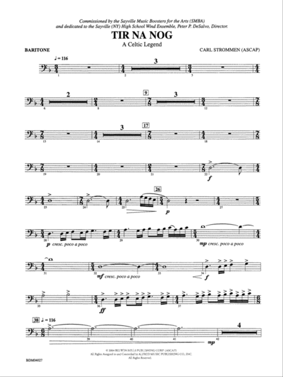 Tir Na Nog (A Celtic Legend): Baritone B.C. Concert Band scores gallery preview page 1