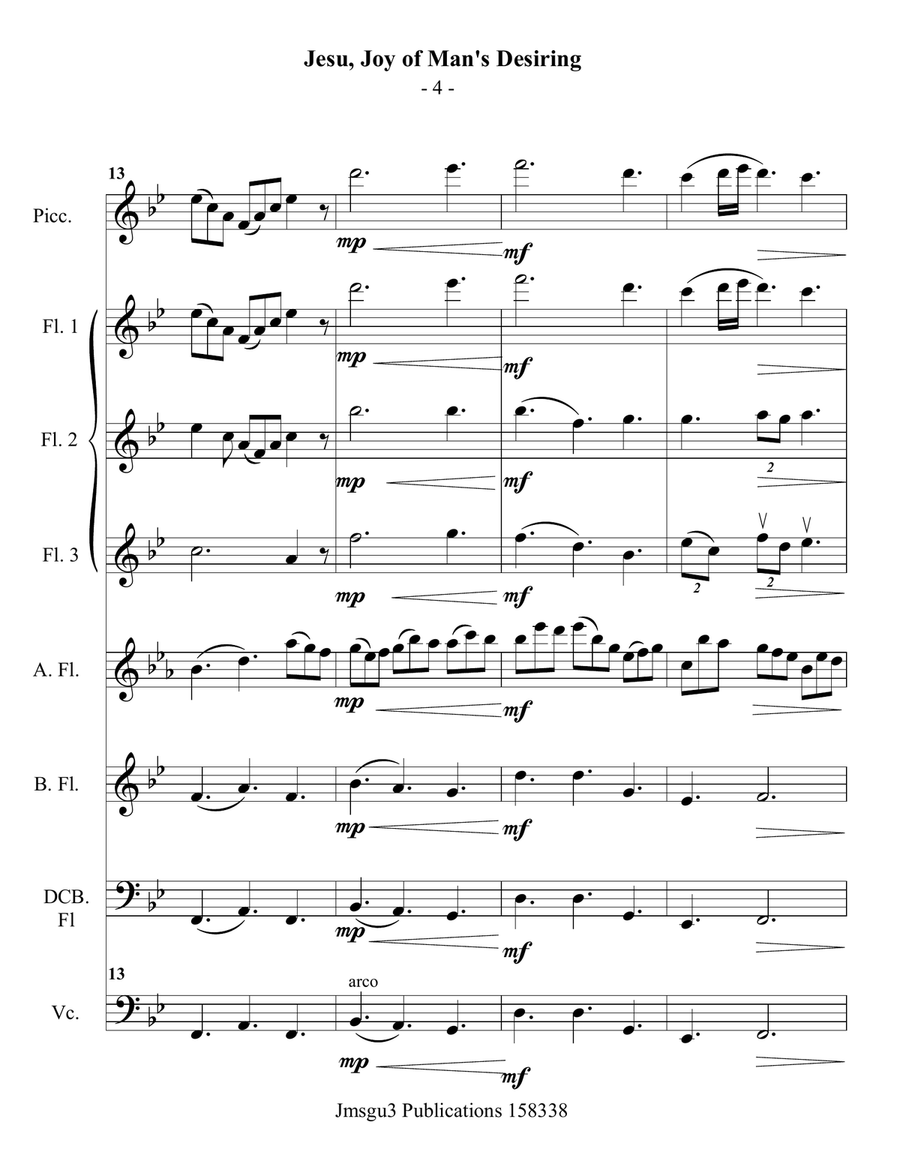 Bach: Jesu, Joy of Man's Desiring for Flute Choir Flute Choir scores gallery preview page 4