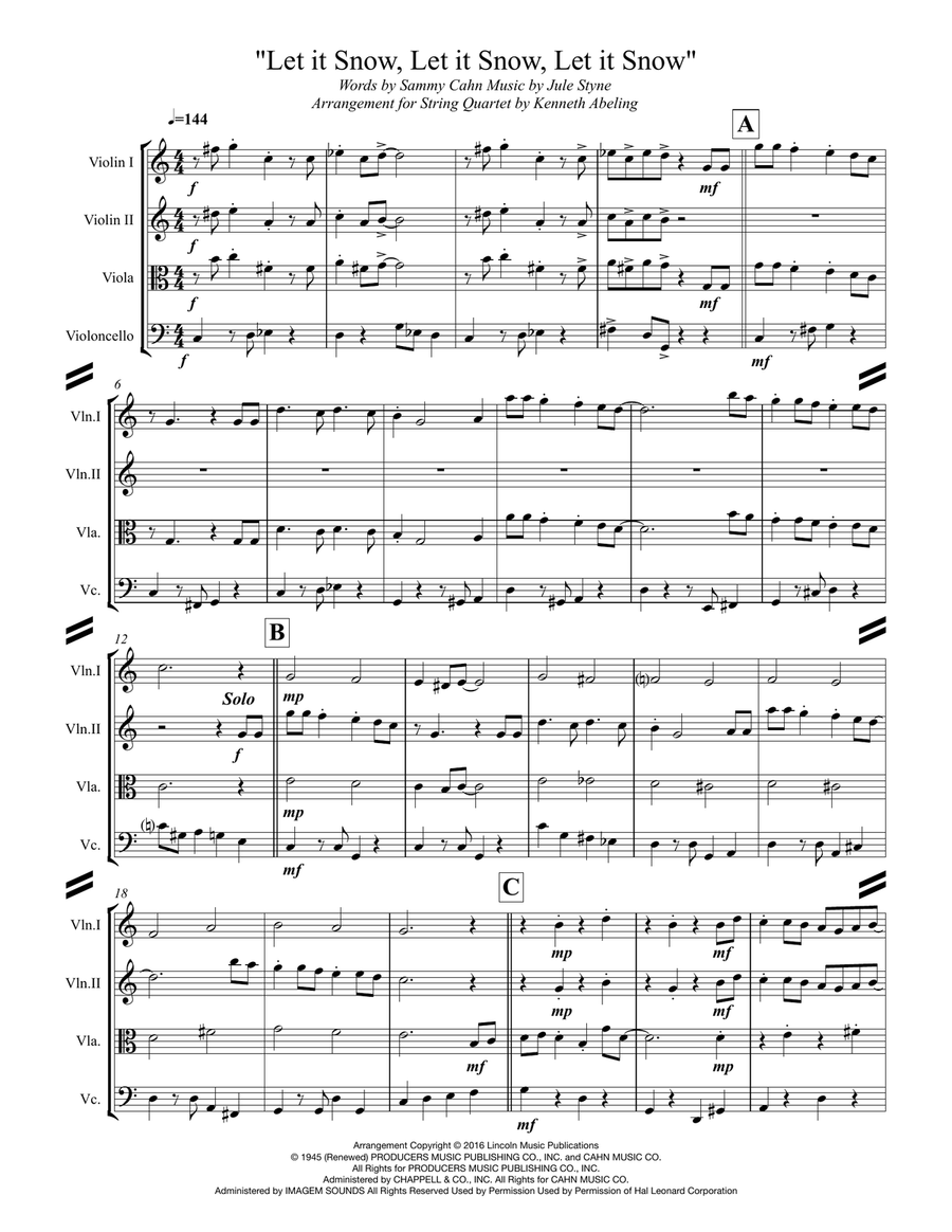 Let It Snow! Let It Snow! Let It Snow! String Quartet scores gallery preview page 2