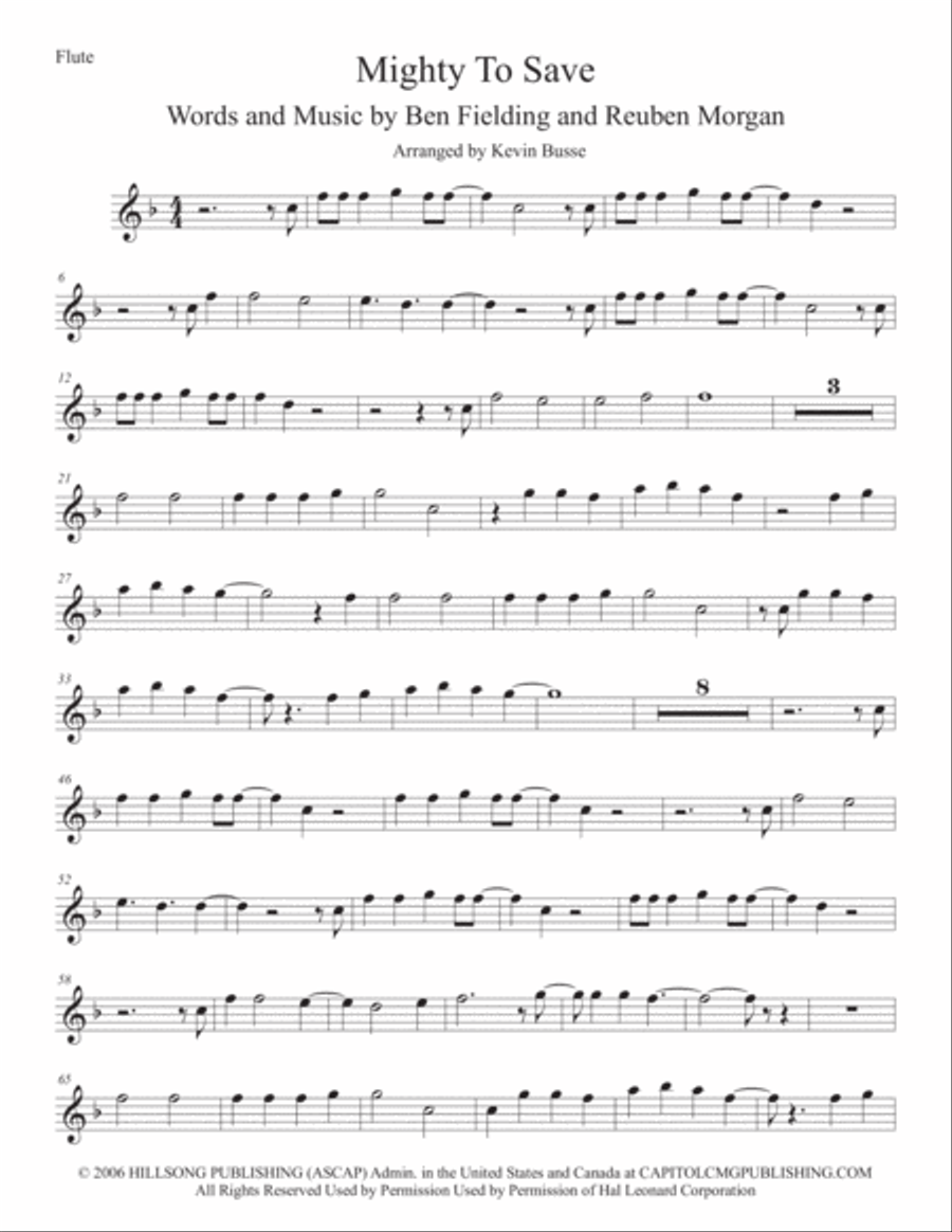 Mighty To Save Flute Solo scores gallery preview page 1