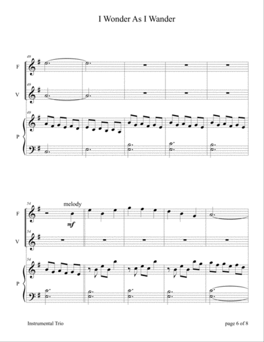 I Wonder As I Wander Flute scores gallery preview page 6