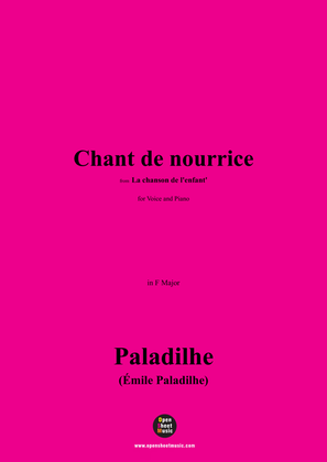 Book cover for Paladilhe-Chant de nourrice,from 'La chanson de l'enfant',in F Major