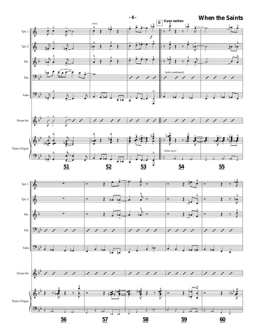 When the Saints Go Marching In for Brass Quintet with trombone solo image number null