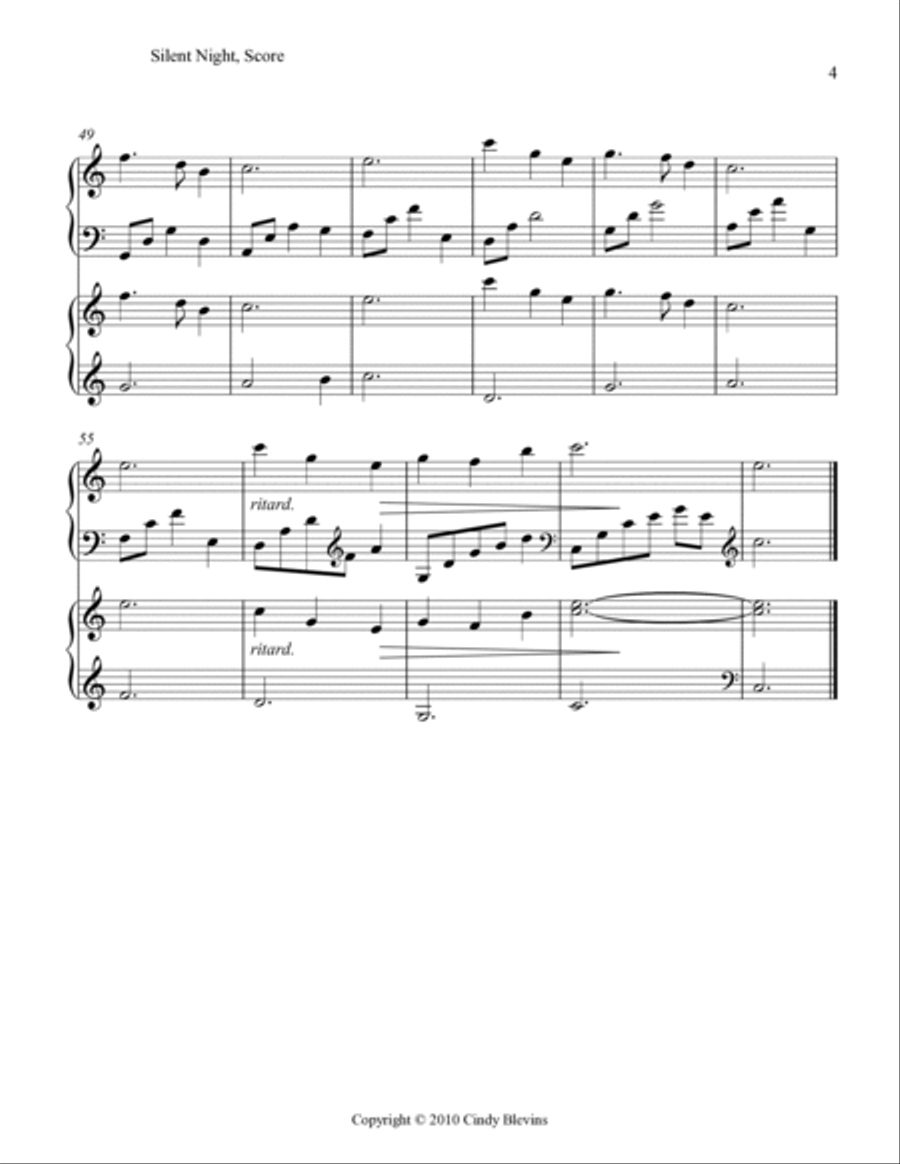 Silent Night, for Harp Duet Harp scores gallery preview page 5