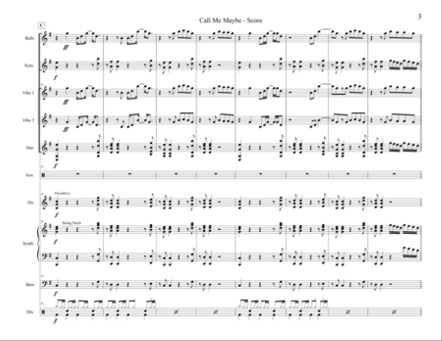 Call Me Maybe Percussion Ensemble scores gallery preview page 3