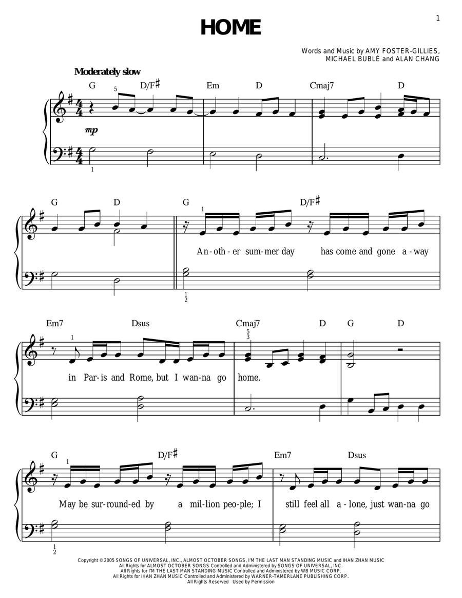 Home Home Easy Piano scores gallery preview page 1