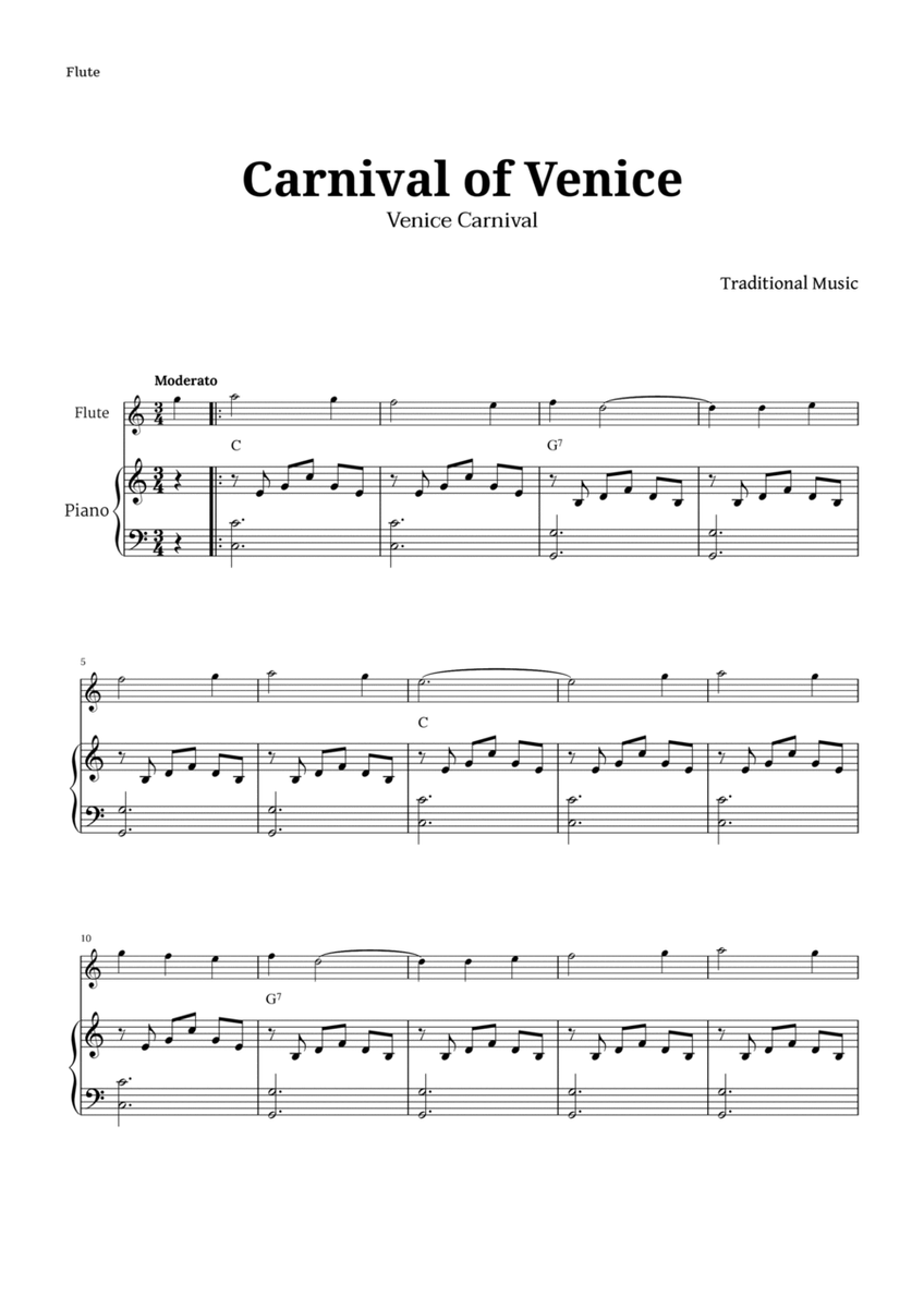 Carnival of Venice for Flute and Piano image number null