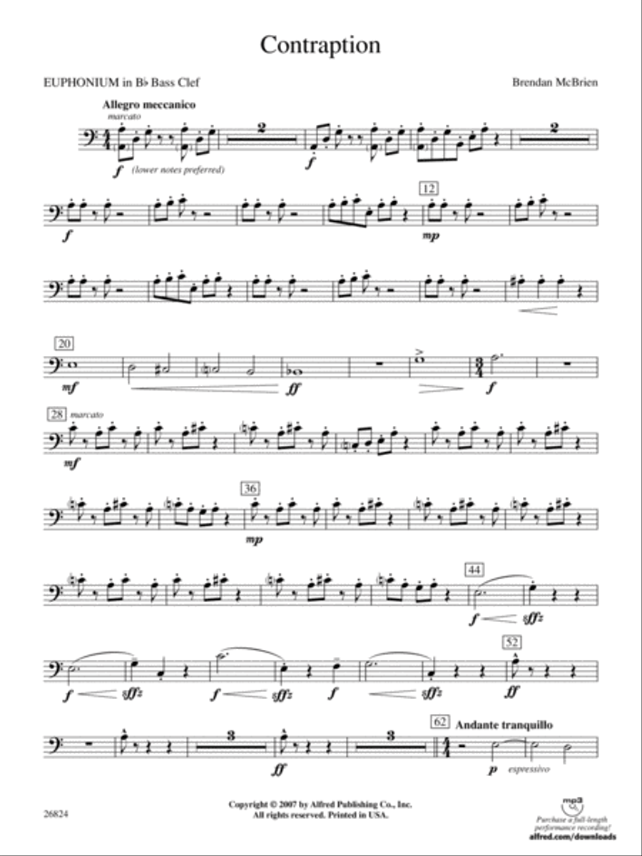 Contraption: (World Part) B-flat Baritone B.C. Concert Band scores gallery preview page 1