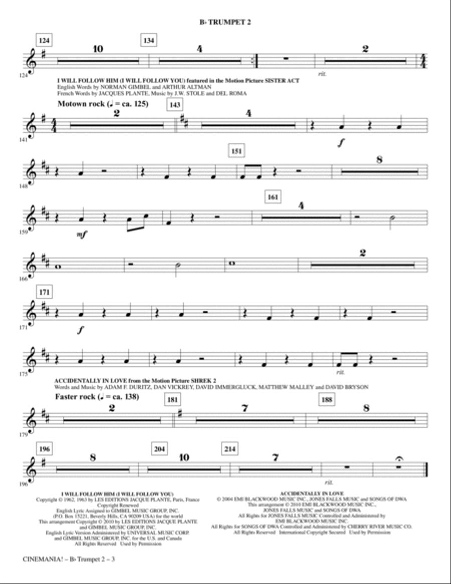 Cinemania! Movie Blockbusters In Concert (Medley) - Bb Trumpet 2 Choir scores gallery preview page 3
