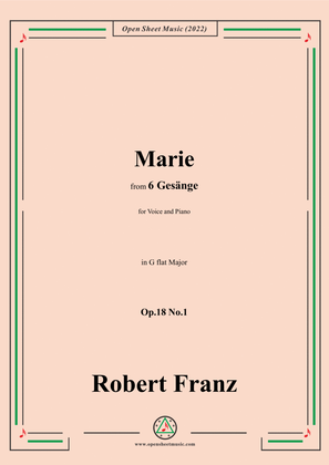 Book cover for Franz-Marie,in G flat Major,Op.18 No.1,for Voice and Piano