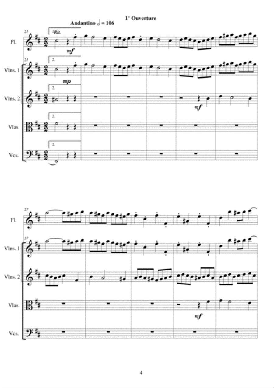 J.S.Bach-Suite no.2 in B minor-BWV1067- Flute and String Quartet Flute scores gallery preview page 4