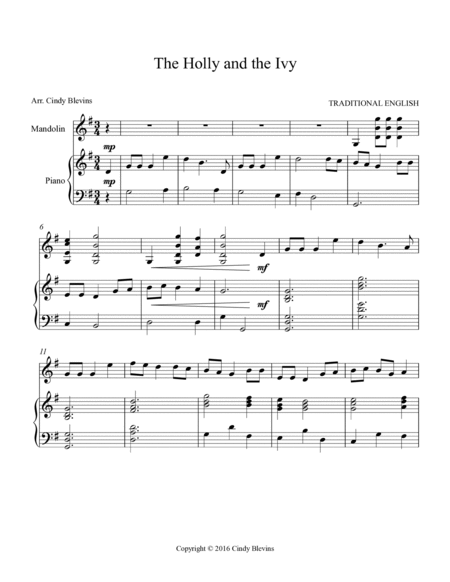 The Holly and the Ivy, for Piano and Mandolin image number null