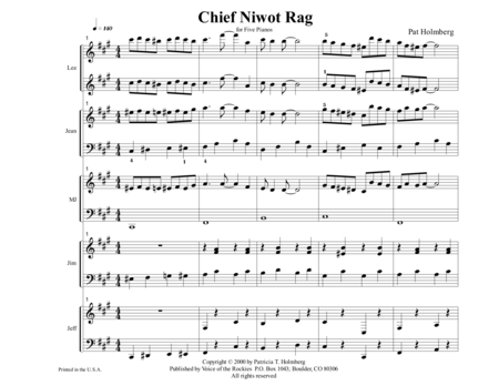 Chief Niwot Rag for Five Pianos