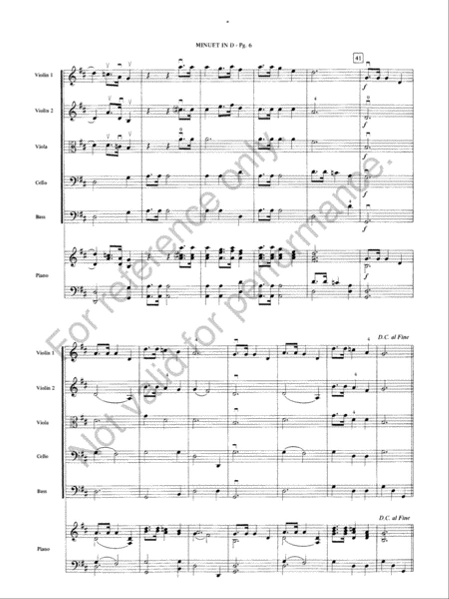 Minuet in D String Orchestra scores gallery preview page 5