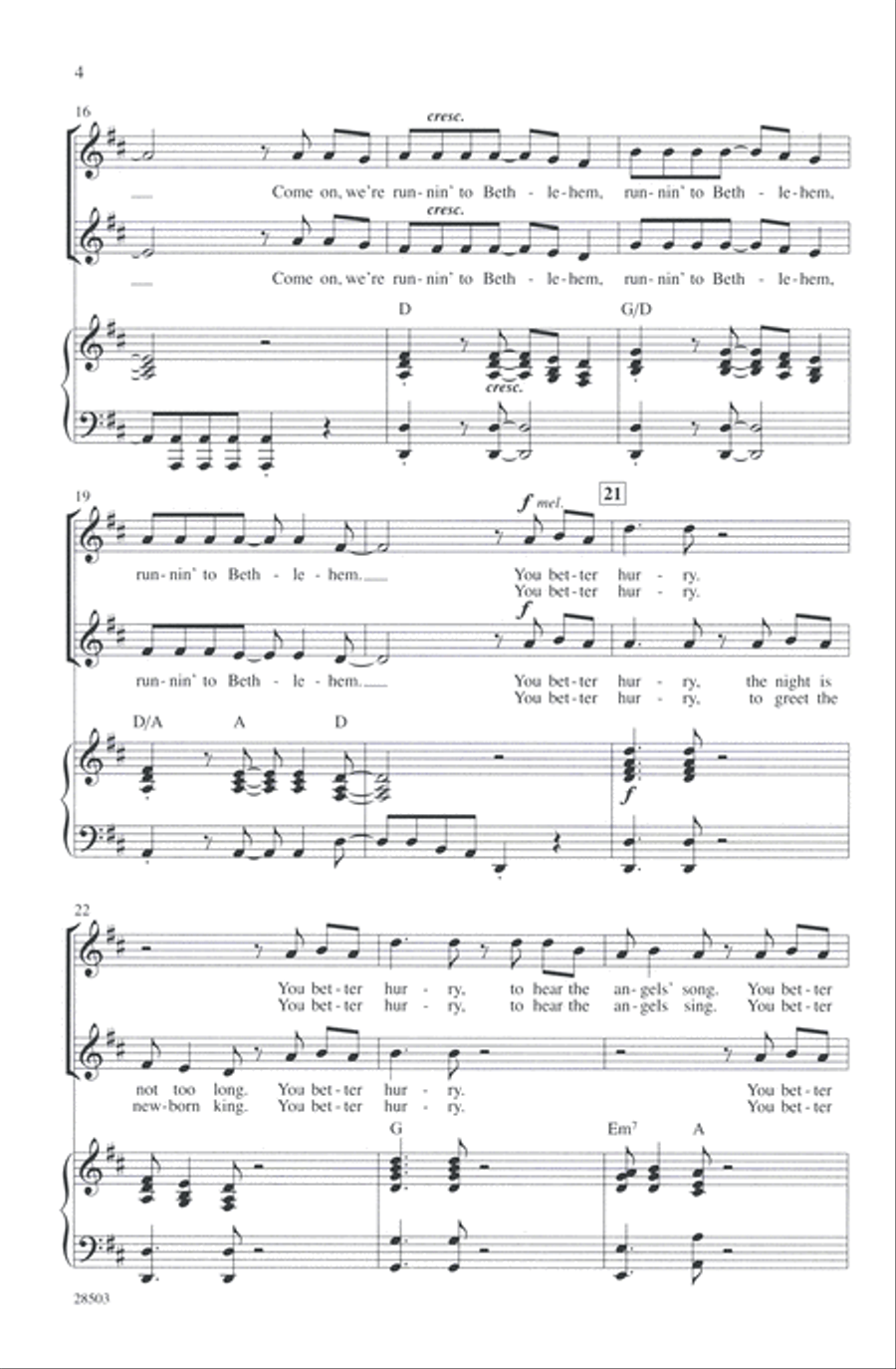 Runnin' to Bethlehem 2-Part scores gallery preview page 4