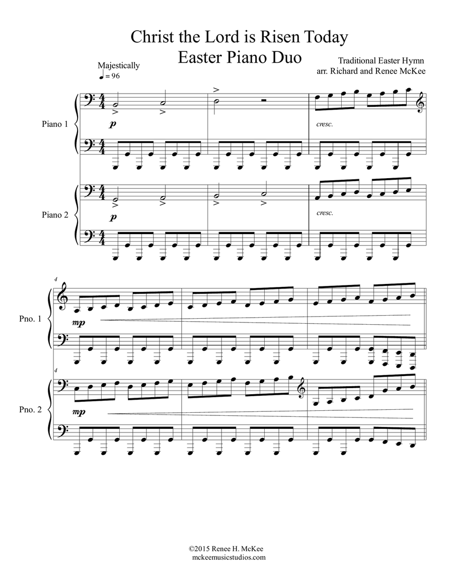 Christ the Lord is Risen Today Easter Piano Duo Piano Solo scores gallery preview page 1