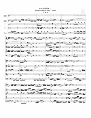 Aria: Jauchzet Gott in allen Landen from Cantata BWV 51 (arrangement for 5 recorders)