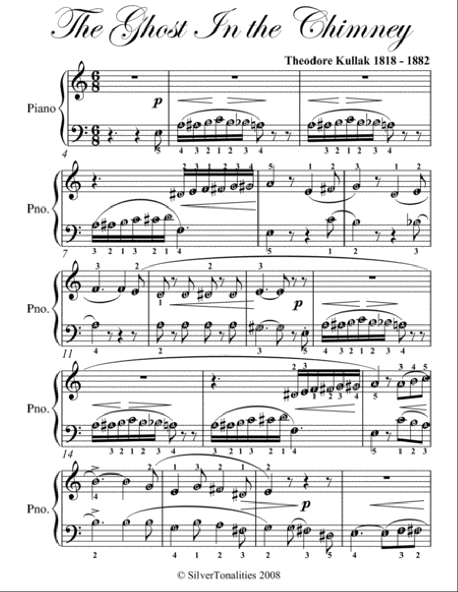 The Ghost In the Chimney Easy Piano Sheet Music