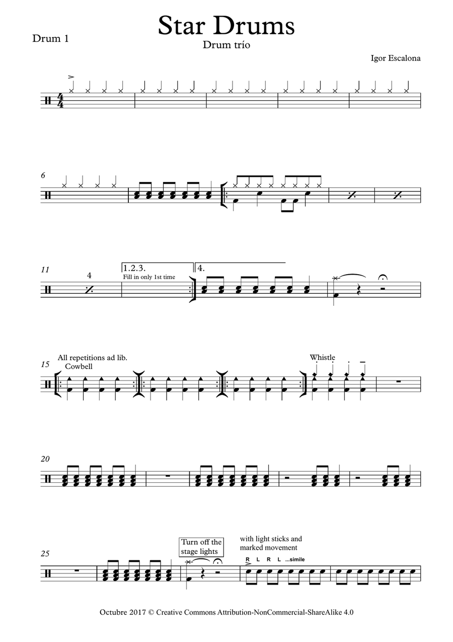 Star Drums - Drums trio Drum Set scores gallery preview page 6