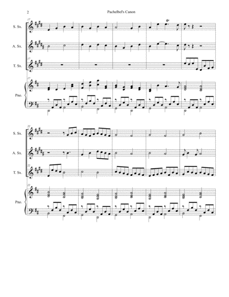 Pachelbel's Canon (Wedding Arrangement: for Saxophone Trio - Piano Accompaniment) image number null