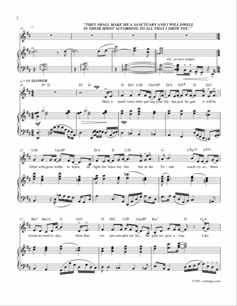 V'asu Li Mikdash (Hear a Small Voice Whispering) Piano, Vocal, Guitar scores gallery preview page 2