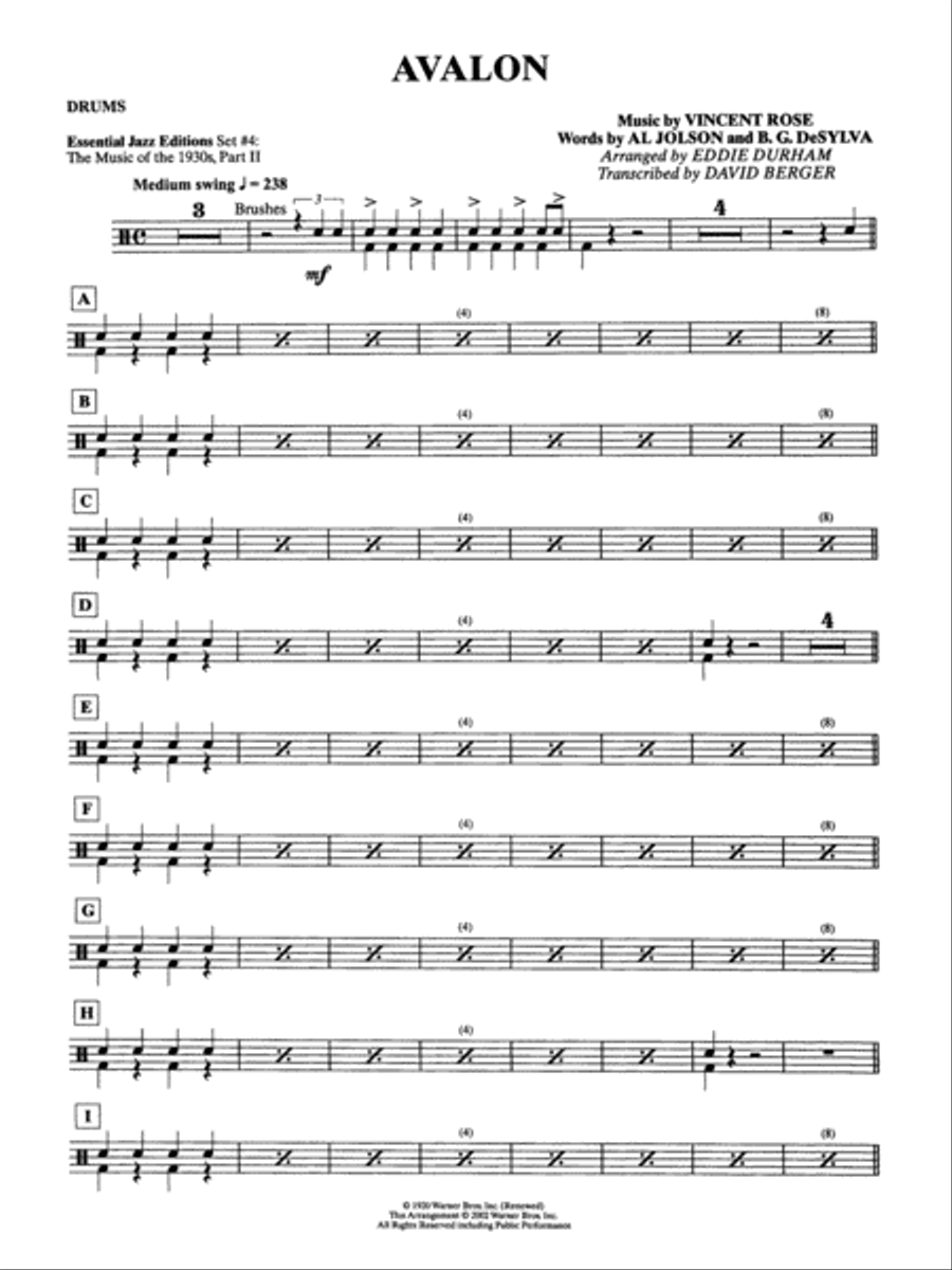 Avalon: Drums Jazz Ensemble scores gallery preview page 1