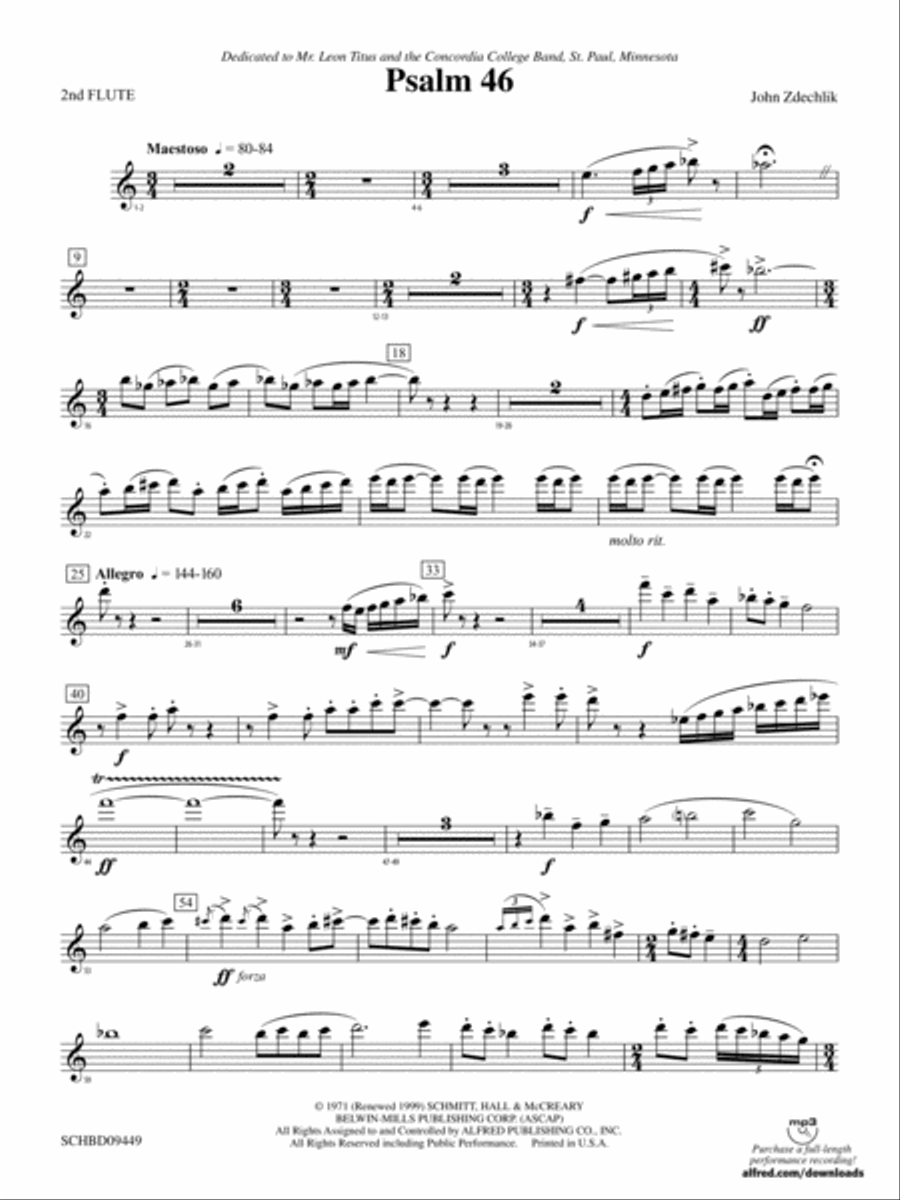Psalm 46: 2nd Flute Concert Band scores gallery preview page 1