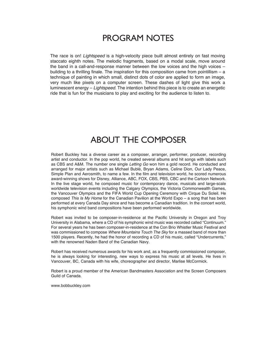 Lightspeed - Full Score Concert Band scores gallery preview page 2