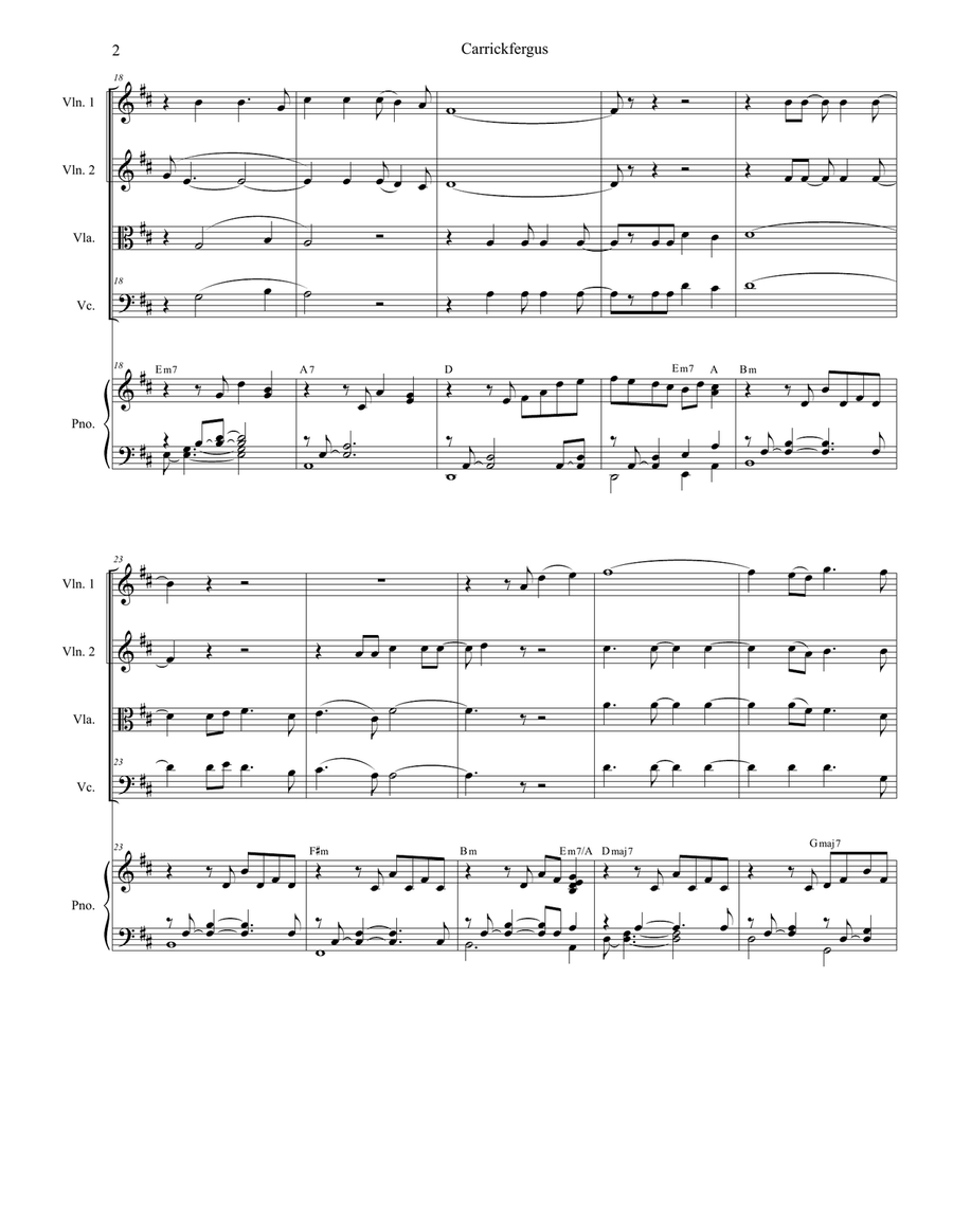 Carrickfergus (for String Quartet and Piano) Piano Quintet scores gallery preview page 3